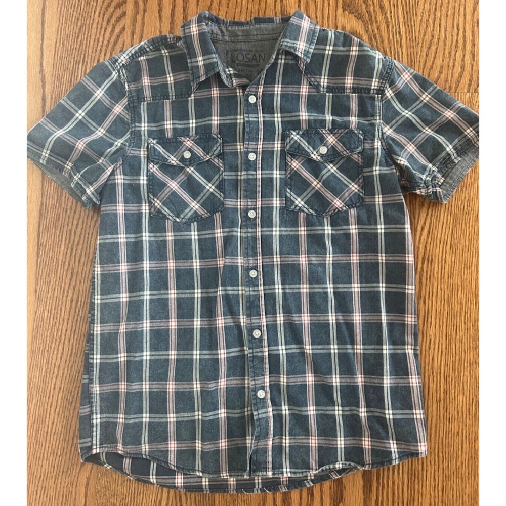 Losan Boy's Shirt Short Sleeves size M Plaid Button Up